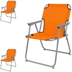 3 Stück Campingstuhl Stoff Oxfort Metall Orange