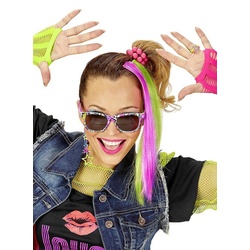 Widdmann Kostüm 80er Neon Accessoire-Set, Girls just wanna have neon fun! rosa