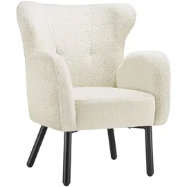 Tectake Relaxsessel Vänersborg Bouclé 69 x 92 x 71 cm Beige