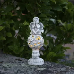 LED Solar Engel Gartenfigur H: 27cm 6 Stunden Leuchtdauer Sensor