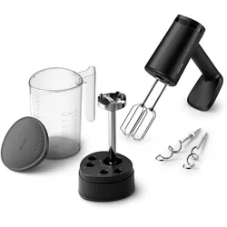 PHILIPS Handmixer "HR3781/10 5000 Series", schwarz, B:18cm H:22,3cm T:23,4cm, Mixer, mit Anti-Spritz-Design und Becher zur intelligenten Aufbewahrung
