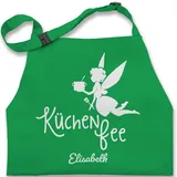 Kinderschürze Schürze Kinder Jungen Mädchen - Küchenfee mit Name I Kochschürze Küchenfee - 2-6 Jahre - Grün - 10 kinderkochschürze koch fee kinderkochschürzen 9 kind kochen kochschürzen - 2-6 Jahre