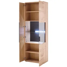 Livetastic Vitrine, Anthrazit, Eiche, Metall, 3 Fächer, 70x198x37 cm, Made in EU, Wohnzimmer, Wohnwände, Vitrinenschränke