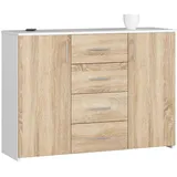 akord furniture factory AKORD K45 Weiß 110 cm, Front Sonoma-Eiche B110 x H80 x T35 cm