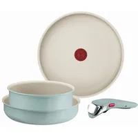 Tefal Ingenio Serenity L828S404 Kochgeschirr, 4-teilig, Standard, Antihaftbeschichtung, sicherer abnehmbarer Griff, stapelbares Design, Eukalyptus