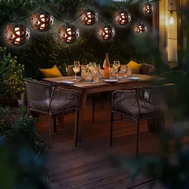 MARELIDA LED Solar Lichterkette Feuerball 8 Kugeln 2,1m schwarz