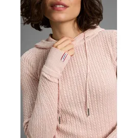 KangaROOS Kapuzenpullover im feinen Zopf-Strick-Design Rosa 44/46