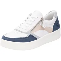 remonte Damen Plateau-Sneaker Weiß/Jeansblau/Rosé 42