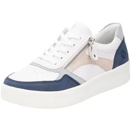 remonte Damen Plateau-Sneaker Weiß/Jeansblau/Rosé 42