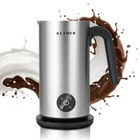 KLAMER Milchaufschäumer Elektrisch, Milchschäumer 500W, 4 Funktionen: Warm & Kalt Aufschäumen, Heiße Schokolade, Milch Erhitzen, Edelstahl, für Cappuccino Latte Macchiato