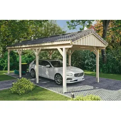 Einzelcarport SKANHOLZ "Fichtelberg", beige (natur), H: 273cm, Carports, mit Dachlattung