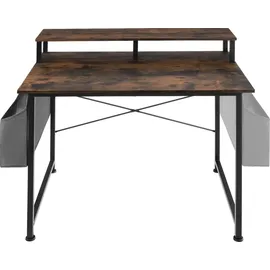 Tectake tectake® Schrebitisch, Industrial Style, mit Monitorständer und Aufbewahrungstasche, 120 x 60 x 110 cm