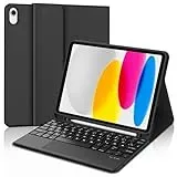 Tiiomioon Hülle mit Tastatur für iPad A16 11 Generation/ 10 Generation (11" 2025/10.9" 2022), Magnetische Bluetooth Tastatur Hülle für iPad 11/10 Gen Keyboard mit Touchpad Stifthalter, Schwarz