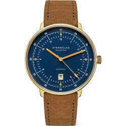 STERNGLAS - HAMBURG - AUTOMATIK - EDITION MARINE - blau - gold - Wildleder braun / 42MM