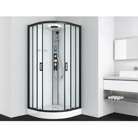 SANOTECHNIK Austin Komplettdusche mit Schiebetür 90 x 215 cm schwarz Sicherheitsglas