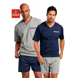 LE JOGGER Shorty, (2 Stück), mit Brusttasche 56/58 (XL) blau, Homewear-Sets, 731446-56