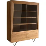 DeLife Kayu Akazie Natur 2 Glastüren V-Fuß Highboard