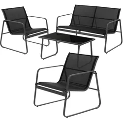 ML-Design Gartenmöbel Set Loungegarnitur 4-Teilig Schwarz aus Stahl und Textil