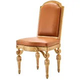 Casa Padrino Luxus Barock Echtleder Esszimmer Stuhl Braun / Naturfarben - Barock Möbel - Made in Italy