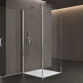 SoGood doporro Duschkabine U-Form 80x70x80 cm Ravenna36uk Duschabtrennung mit Drehtüren 8mm ESG-Sicherheitsglas Klarglas inkl. Nano-beschichtung