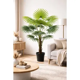 I.GE.A. Kunstpalme I.GE.A. "Fächerpalme im Topf", grün, B:98cm H:135cm L:98cm, Polyester, Kunstpflanzen, Realistische Pflanze für Wohnzimmer Büro Hotel Dekopflanze