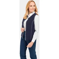 GOLDNER Zeitlose Merino-Weste mit Knopfleiste Blau/Grau 42