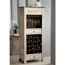 MASSIVMOEBEL24.DE Weinregal 60 x 36 x 140 cm Weiß