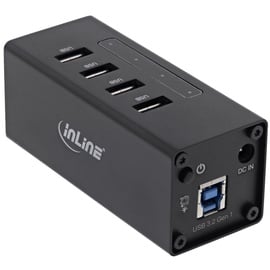 InLine USB 3.0 Hub 4 Port, Aluminiumgehäuse, schwarz, mit 2,5A Netzteil