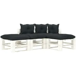 vidaXL 4-tlg. Garten-Lounge-Set Paletten mit Anthrazit-Kissen Holz