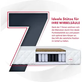 Fdm Matratze 180x200 cm Härtegrad H3 H4 Höhe 24 cm Taschenfederkernmatratze Kokosfaser-Einlage Polyurethan-Schaum 7 Zonen Kokos Bett Matratze