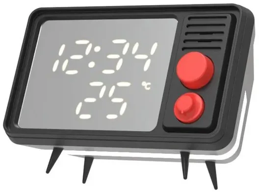 MOB Speaker Alarm Clock with Light TV Retro Grey