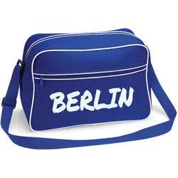 multifanshop Retrotasche - Berlin blau - Textmarker - Druck weiß - Tasche
