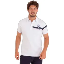 Camberabero  Poloshirt Polo assymétriques avec bandes  in Weiss, EU M