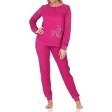 Normann Pyjama Damen Frottee Pyjama mit Knopfleiste und Bündchen, auch in Übergrößen lila 50
