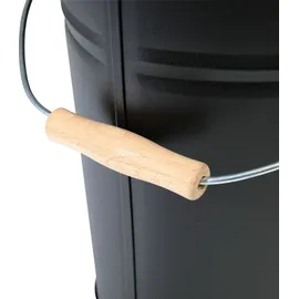 Kamino Flam Ascheeimer oval Metall 24 l mit Deckel Schwarz
