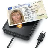 CSL - USB C Chipkartenleser mit NFC - SmartCard Reader - SIM Kartenlesegerät - ISO 7816 – ISO 14443 - Mac OS X + Windows 7-11 - für den neuen Personalausweis Krankenkassenkarten Bankkarten