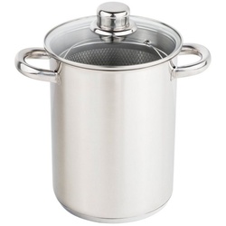 Spetebo Spargeltopf Edelstahl Spargeltopf mit Korbeinsatz - 4 L, Edelstahl, Nudel Spargel Kochtopf mit Schüttrand silberfarben