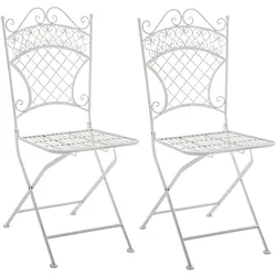 CLP 2er Set Eisen-Klappstuhl Adelar im nostalgischen Design I Klappbarer Gartenstuhl mit edlen Verzierungen I Verschiedenen Farben erhältlich