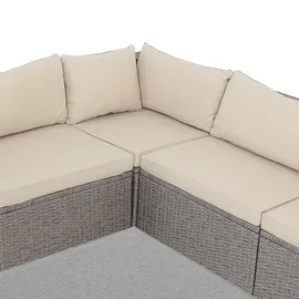 CASARIA Gartenmöbel Set Lounge Möbel für 8 Personen inkl. Auflagen Wetterfest Terrasse Gartentisch Outdoor Sitzkissen Balkon creme/creme - Casaria