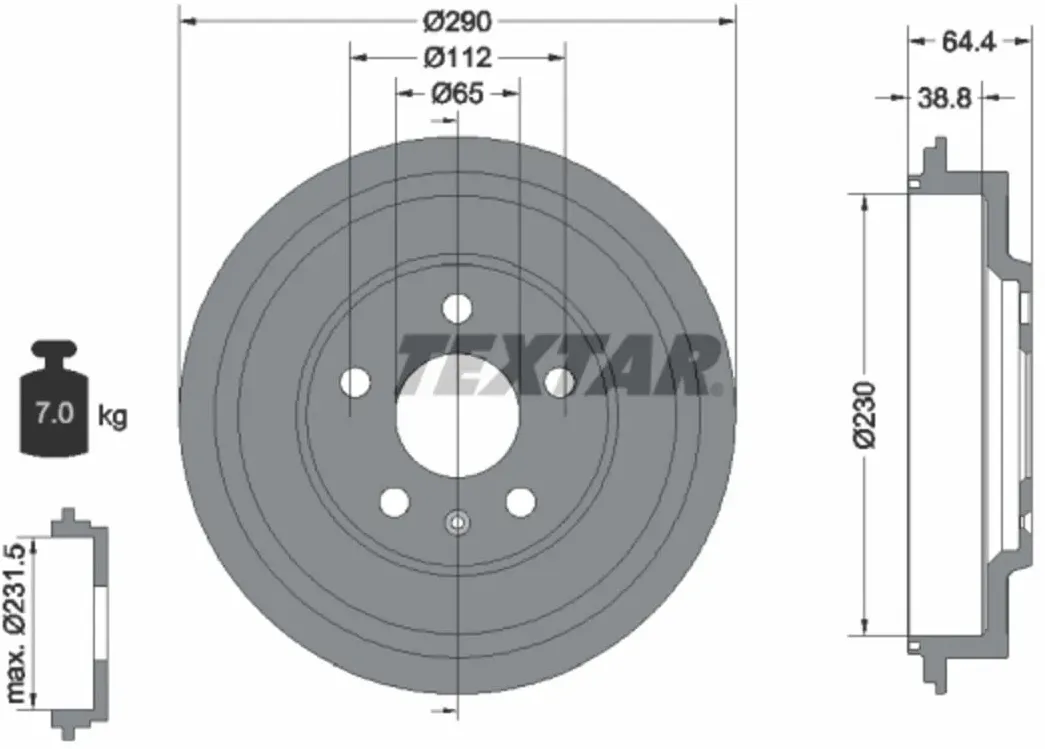 Tambour de frein TEXTAR 94039300