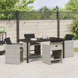 vidaXL 5-teiliges Garten-Esszimmer-Set mit Kissen Hellgrau Poly-Rattan - Hellgrau