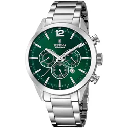 Chronograph FESTINA "Timeless Chronograph", silberfarben, Armbanduhren, Herren, Armbanduhr, Quarzuhr, Herrenuhr, Stoppfunktion, Edelstahlarmband,Datum