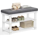 Songmics Schuhbank 71 x 49 x 29 cm weiß / weiß