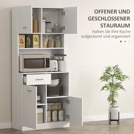 Homcom Küchenbuffet Hochschrank 80 x 35 x 180 cm Weiß