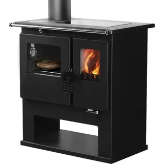 Verso EEK A+ Premium-Holzherd, Beistellherd CS INOX links (Cerankochfeld + Edelstahlbackfach)