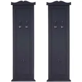 Mendler 2er-Set Garderobe T33, Wandgarderobe Garderobenpaneel, Wandhaken Holz 109x28x4cm - dunkelgrau lackiert