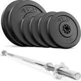 Langhantel Set 40kg Bitumen Gerade Stange 180cm Gewichte Kraftsport 4FIZJO