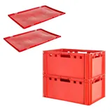 TSGPS Kingpower - Fleischkiste E3 mit Deckeln Fleischkiste Rot Fleischerkiste Fleischkisten Kiste Fleischkiste Eurobox Lebensmittelecht 60 x 40