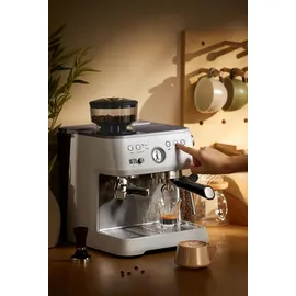 Solis Siebträger 54 mm weiß Milchaufschäumer Bohnenmahlwerk