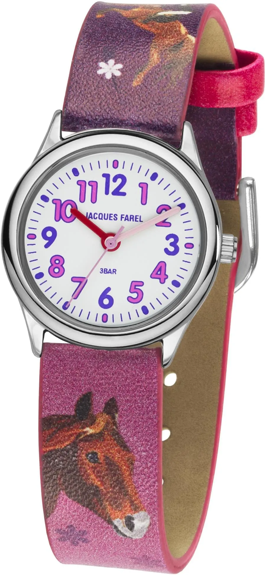Quarzuhr JACQUES FAREL "HCC 543, mit Pferdemotiv" Armbanduhren bunt (pink, lila) Kinder Kinderuhren Armbanduhr, Kinderuhr, Mädchenuhr, ideal auch als Geschenk